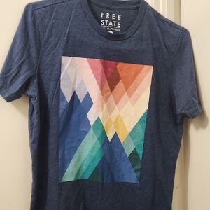 Free State Mens Medium Multicolor Geometric Tee